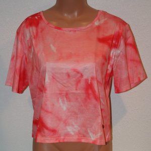 HDLTE Tie Dye Red Short Sleeve Shirt Top XL Chest: 43" Womens Pink